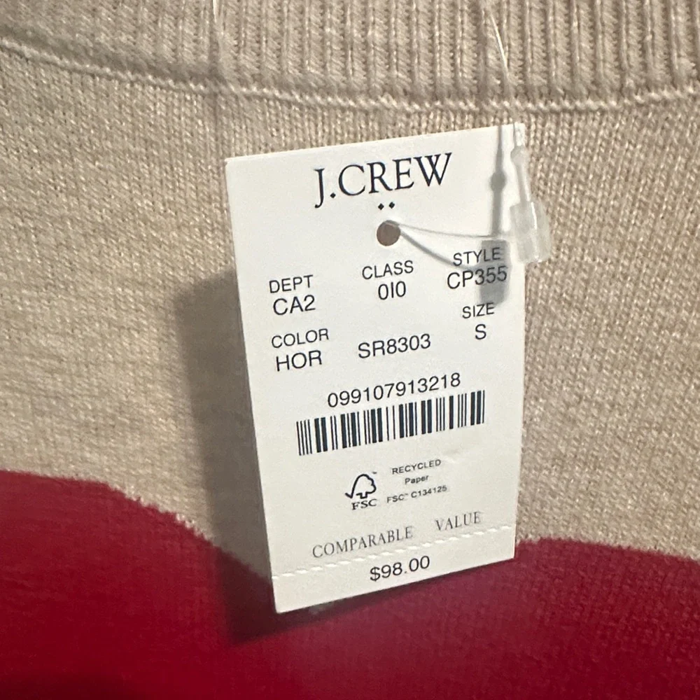 J. Crew Cream Sweater with Red Heart Motif - Picture 3 of 5